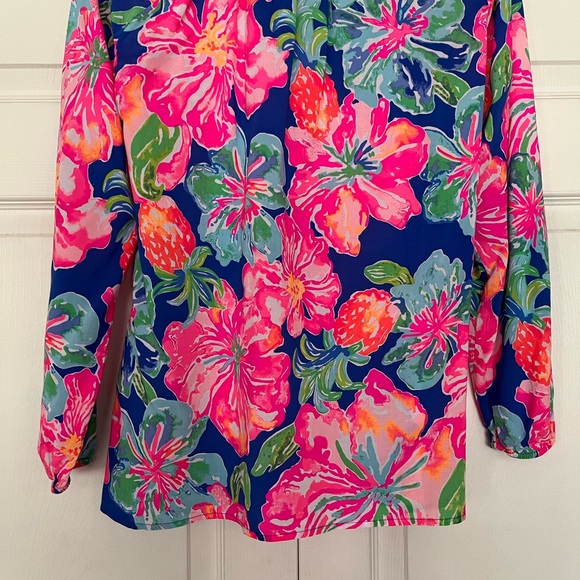{Lilly Pulitzer} Martinique Floral Tunic Top in Beckon Blue Jungle Utopia - XS - Picture 9 of 11
